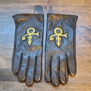 Prince Symbol Paisley Park Leather Gloves Size Small